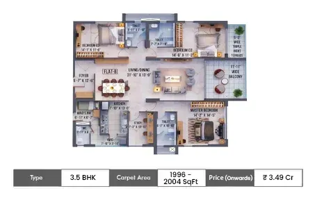 3BHK 1996-2004  SqFt